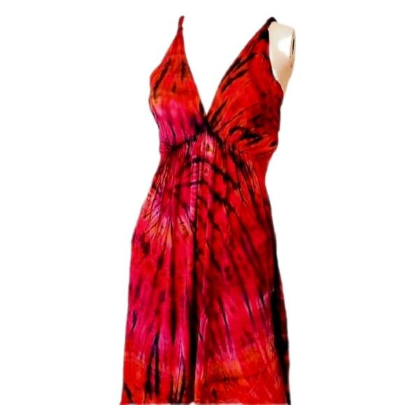 TIE DYE Stretchy Rayon Braided Strap Dress *5 COLORS Avail.* OS NEW - Picture 4 of 5